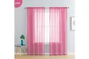 Pair of Pink Sheer Curtain 140x213cm Rod Pocket Voile Curtains