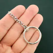 4 Key Rings Stainless Steel Split Ring With Attached Chain - 28mm Ring - Z438