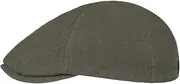 [Lipodo] Men's Linen Flat Cap - Summer Hat with Stretch Band on The Back - Hat in Beige and Dark Blue - Peaked Cap Spring/Summer - Breathable Flat Cap