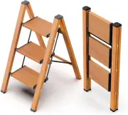 3 Step Ladder, Foldable Step Stool, Aluminum Lightweight Ladder for Home Kitchen