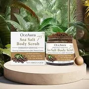 OceAura Coffee Body Scrub, with Coconut Coffee Walnut Shell Exfoliant Moisturizing Deep Cleansing Body Polish with Scoop for Dry Skin Smoothing and Hydrating 125g Jar (1)