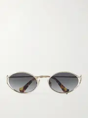 [Miu Miu Eyewear] Miu Miu Eyewear - Oval-frame Gold-tone Sunglasses - One size One size Gold