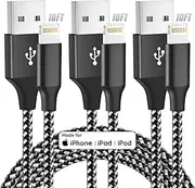 Bkayp iPhone Charger 3pack 10FT High Speed Data Sync USB Cable Long Cable Fast Charging