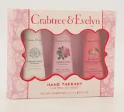Crabtree & Evelyn Hand Therapy Gift Set 3 x 25g tubes includes rare Evelyn Rose