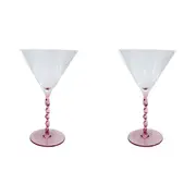 2x LVD Stemmed Clear 20cm Cocktail Martini Glass Cup Glassware Pretty In Pink