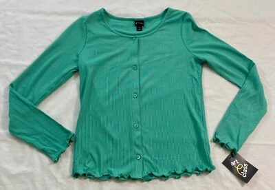 girl's Art Class size large (10/12) top button front long sleeve v-neck rayon