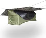 Haven Tent XL Lay Flat Hammock Tent - Waterproof Tent & Camping Hammock with Mosquito Net - Includes Insulated Pad and Rainfly - 80"x30" (Forest Camo)