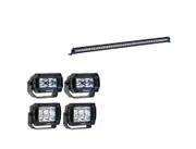Kings 40" Single Row Light Bar 12,360 Lumens - 1 Lux @ 562 m IP67 + 2x 3.3" Work light + 2x 4.4" Work light
