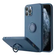 Ring Stand Case Shockproof Magnet Silicone Cover - For Apple iPhone 15 Pro Max (Blue)