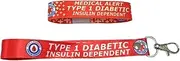 Set of Type 1 Diabetic elastic Wrist band wristband/Key tag gift diabetes insulin dependent