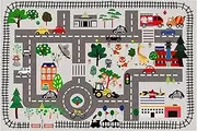 Floor Mat for Baby - Kids Play Mat Sensory Activity Rug - Large Non-Slip City Scene Rug Educational Toys, Foldable Carpet for Crawling Toddler Activities