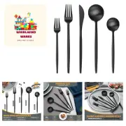 Luxury Matte Black Silverware Set, 20-Piece 18/8 Stainless Steel Flatware Set...