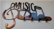 Music Key Rack - Metal Wall Art - Copper 12.5" x 8.25"