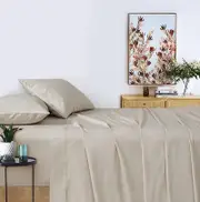 Vintage Washed 100% Cotton Sheet Set with 1 Pillowcases - Natural - Single