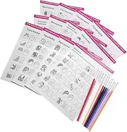 Healeved Nail Art Practice Drawing Template Book 12 Sheets Set Nail Liner Pen for Nail Art Training Practice