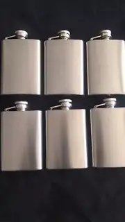 6 FLASK Stainless Steel 3 OZ Screw Cap Liquor Pocket Liquor Six Wedding Favor