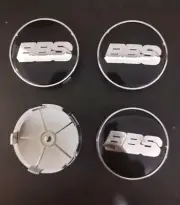 BBS Wheel Center Hub Caps Set: 68mm Black & Silver - 4 Pieces