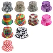 Bucket Hat Black White Cow Pattern Colourful Checkerboard Checked Colourful Fish