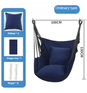 Hanging Swing Canvas Hanging Chair College Student Dormitory Hammock with Pillow Indoor Camping Swing Adult Leisure Chair Navy