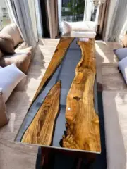 60"x15" Clear Epoxy Console Table Modern Resin Furniture Housewarming Desk Decor