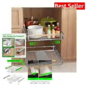 Expandable Pull Out Drawers for Cabinets - Adjustable Stainless Steel Shelves