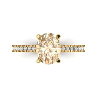 2.21Ct Oval Cut Natural Morganite Solid Gold Engagement Promise Statement Ring