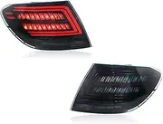 1 Pair Of Car Tail Light Assembly Compatible With Benz W204 2007-2014 LED Brake Flowing Water Flicker Plug And Play Tail Lamps DRL Taillights(Black)