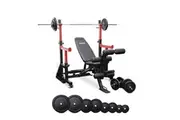Reeplex SR10 Squat Rack + Adjustable Bench + 75kg Barbell Weight Set + Dumbbells