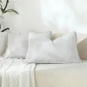 Textured Chenille Throw Pillow Covers Set of 12" x 20" (Pack of 2) Light Grey