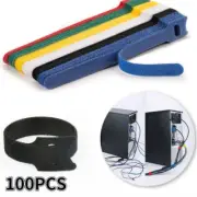 100Pcs Reusable Ties Hook and Loop Fastener Tape Nylon Cable Ties Strap 12*150mm