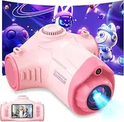 Children's Camera, 3 in 1 Projector Camera Children 1080P Digital Camera Photo Camera Children Toy for 3 4 5 6 8 7 9 10 11 12 Years Boys and Girls Pink