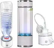 Hydrogen Rich Water Bottle Portable Hydrogen Water Generator Ionizer SPE & PEM Technology Make Hydrogen Content Up to 1300-1600 PPB with Bottle Adapter and H2 Inhale Kit 330 Ml(White 2)