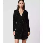 NWT ALLSAINTS Laney Devore Dress in Black Velvet Size 00