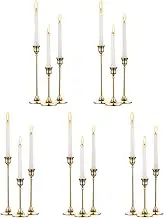 5 Sets(15 Pcs) Brass Gold Metal Taper Candle Holders Candlestick Holders, Vintage Modern Decorative Centerpiece Candlestick Holders for Table Mantel Wedding Housewarming Gift