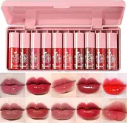 10pcs Lip Gloss Set, Lip Tint Watery Mini Liquid Lipstick Long lasting, Moisturizing Non-Sticky Lipgloss Tinted Lip Plumper, Lipgloss Set For Girls And Women