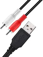RCA to USB Cable, tunghey USB to RCA Cable,USB 2.0 Male to 2 RCA Male Video AV A/V Converter Camcorder Audio Capture Card Splitter Adapter Cable for TV/Mac/PC (1.5m/5ft)