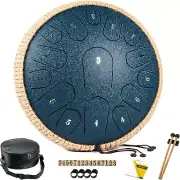 13" Steel Tongue Drum Set - 15 Notes in D Major - Navy Blue