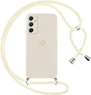 [Oelrstfe] Mobile Phone Lanyard for Samsung Galaxy A34 5G, Case with Strap, Heart Motif, Mobile Phone Case for Hanging, Silicone, Shockproof, Ultra Thin, Soft Protective Case with Cord, Necklace, Love