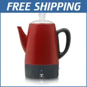 Durable Red Electric Percolator Coffee Maker with Automatic Keep Warm Feature