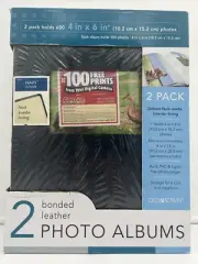 NEW Old Town Premium 2-pack Bonded Navy Blue Leather Photo Albums - 600 photos