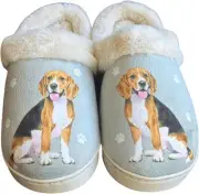 E&S Pets Beagle Snugg Slippers for Pet Lovers - Fuzzy Memory Foam, L/XL
