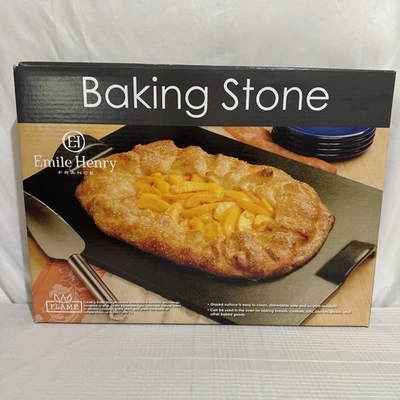 Emile Henry FLAME Rectangular Baking Stone Black Noir 18x14" Made in France NEW