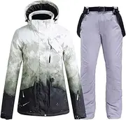 [Yytcsjz] Mens Ski Suits Two Piece, Men Outdoor Winter Hooded Waterproof Windproof Ski Suits Set, Snowboard Jacket and Pants Set, for Skiing, Hiking, Climbing (Color : H Grayish Black, Size : X-Large)