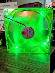 6 Coolmax 12 Volt 65 CFM Fluorescent Green Lighted 2 Wire Cooling Fan 5.5"x 1"