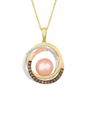 Le Vian 14K Tri-Tone 0.33 ct. tw. Diamond & 9-10mm Pearl Necklace