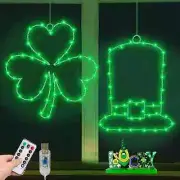 8 Modes & Remote- 2 Pack St. Patrick'S Day Window Lights with Timer St Patricks