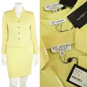 *SPARKLY!* St John Evening 3Pc Skirt Suit sz 10/6 Lemonade Jacket Top Skirt Set