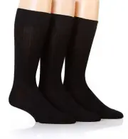 Calvin Klein 201DR10 Soft Touch Rib Dress Crew Sock - 3 Pack (Black O/S)