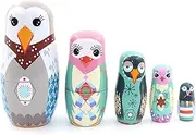 Sanwoodenz 5Pcs/Set Cartoon Owl Matryoshka Nesting Dolls Toys Home Coffee Shop Ornament 2
