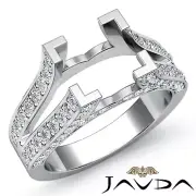 Princess Semi Mount Diamond Anniversary Pave Setting Ring 14k White Gold 1Ctw